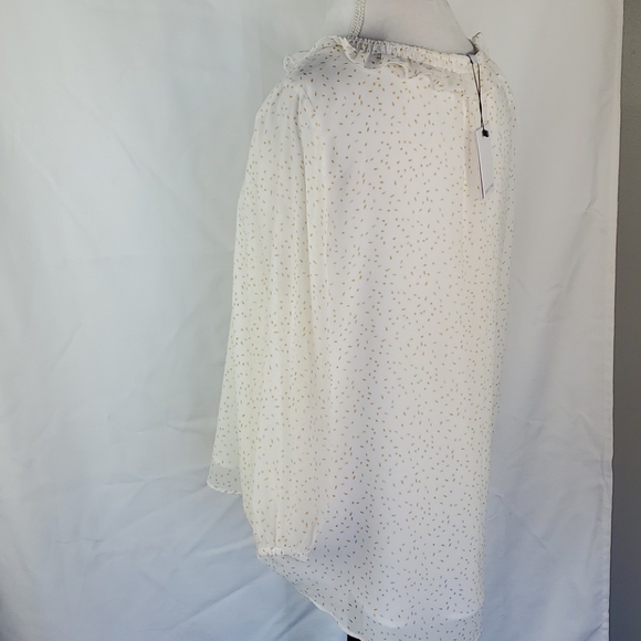 Gibson Latimer Speckled Off-White and Gold Dot Blouse in Size Large - Picture 4 of 11
